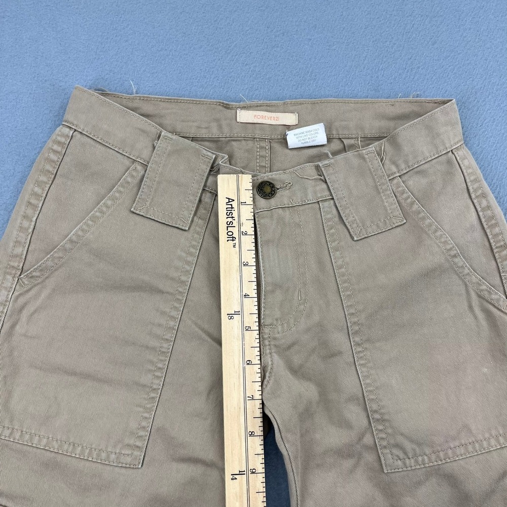 Forever 21 Womens XS Khaki Tan Cotton‎ Wide Leg Cargo Utility Pants Vtg Y2K USA - Picture 5 of 14